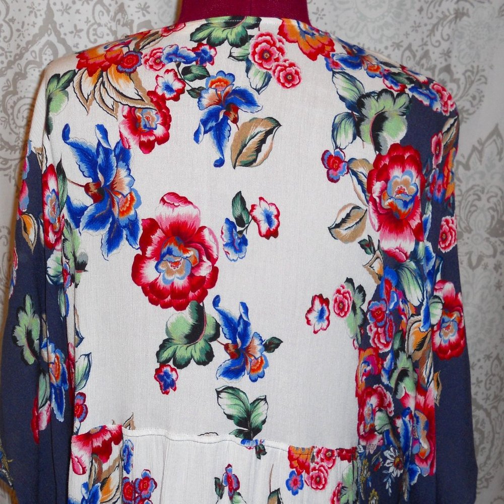 Johnny Was California M Floral Pattern Caftan Lounge/Beach Dress - Picture 5 of 9